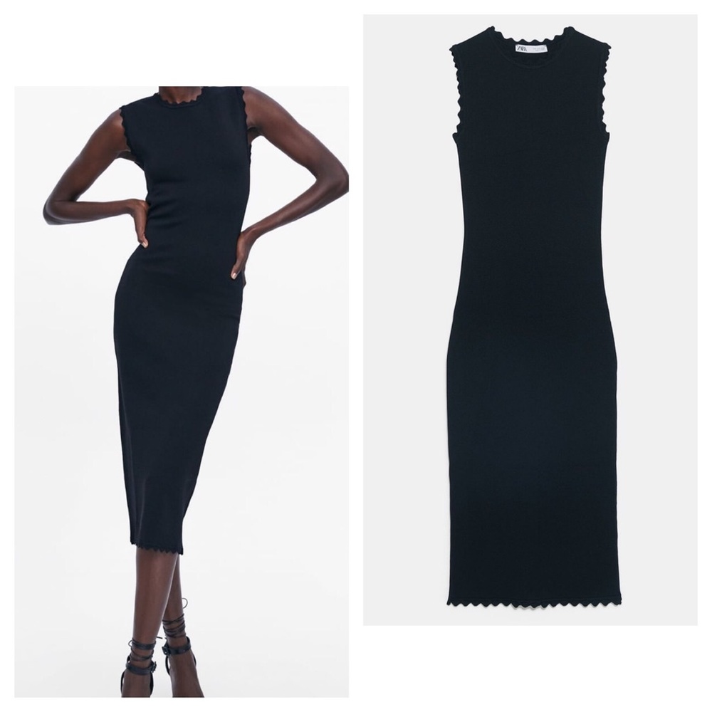 SCALLOPED KNIT DRESS